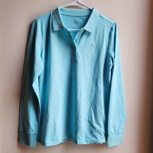 Mofiz Blue Long Sleeve Polo Shirt Size Medium